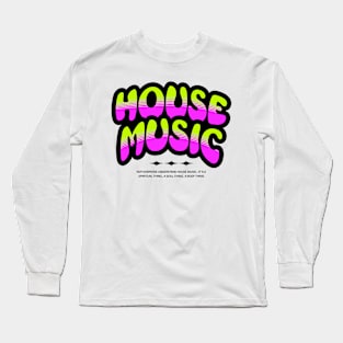 HOUSE MUSIC  - Bubble Outline Two Tone (black/pink/lime) Long Sleeve T-Shirt